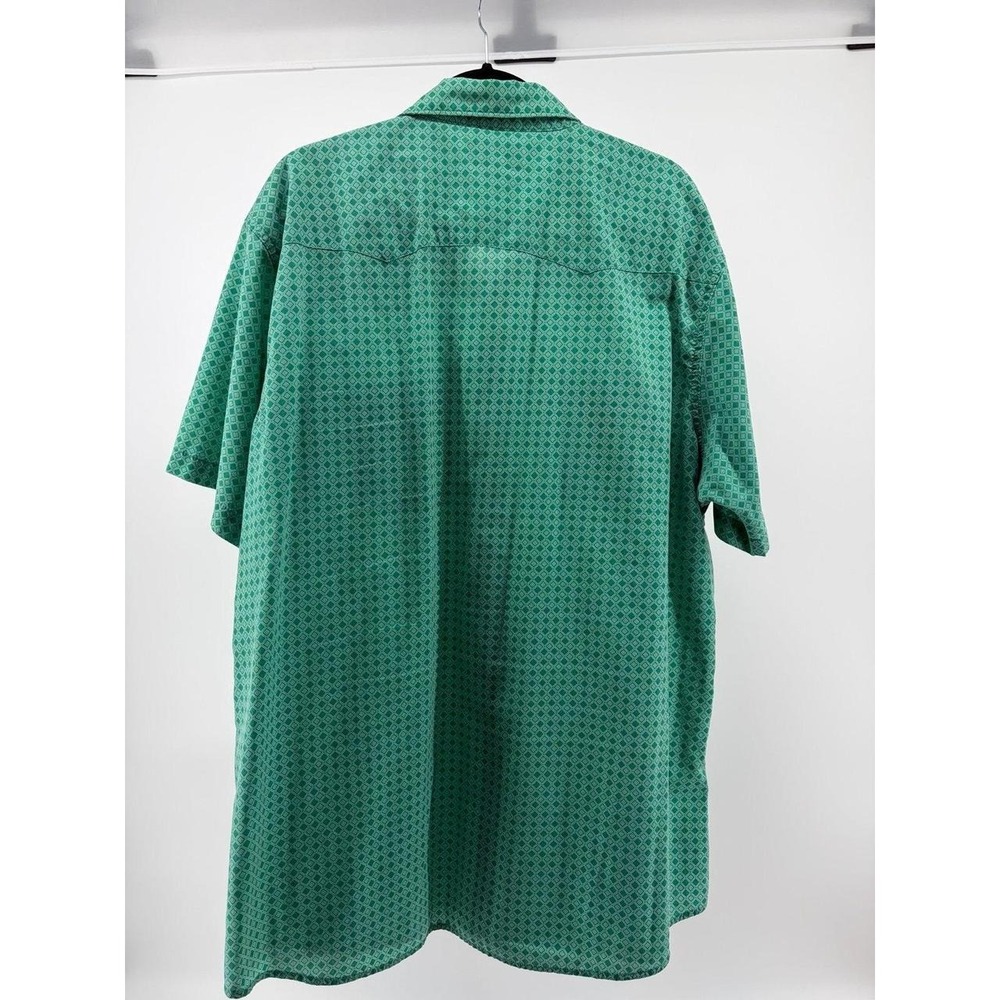 Wrangler Wrancher, Green Diamonds, Pearl Snaps SS Button Down, Sz 3XL S231 - Picture 3 of 8
